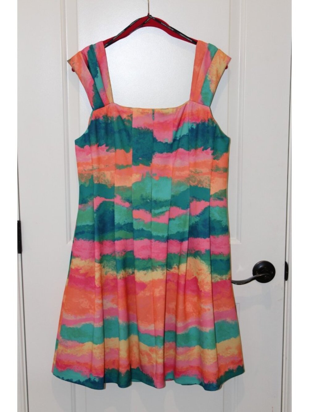 Vince Camuto 14W Fit & Flare Dress Multicolor Watercolor Stripe Summer Party